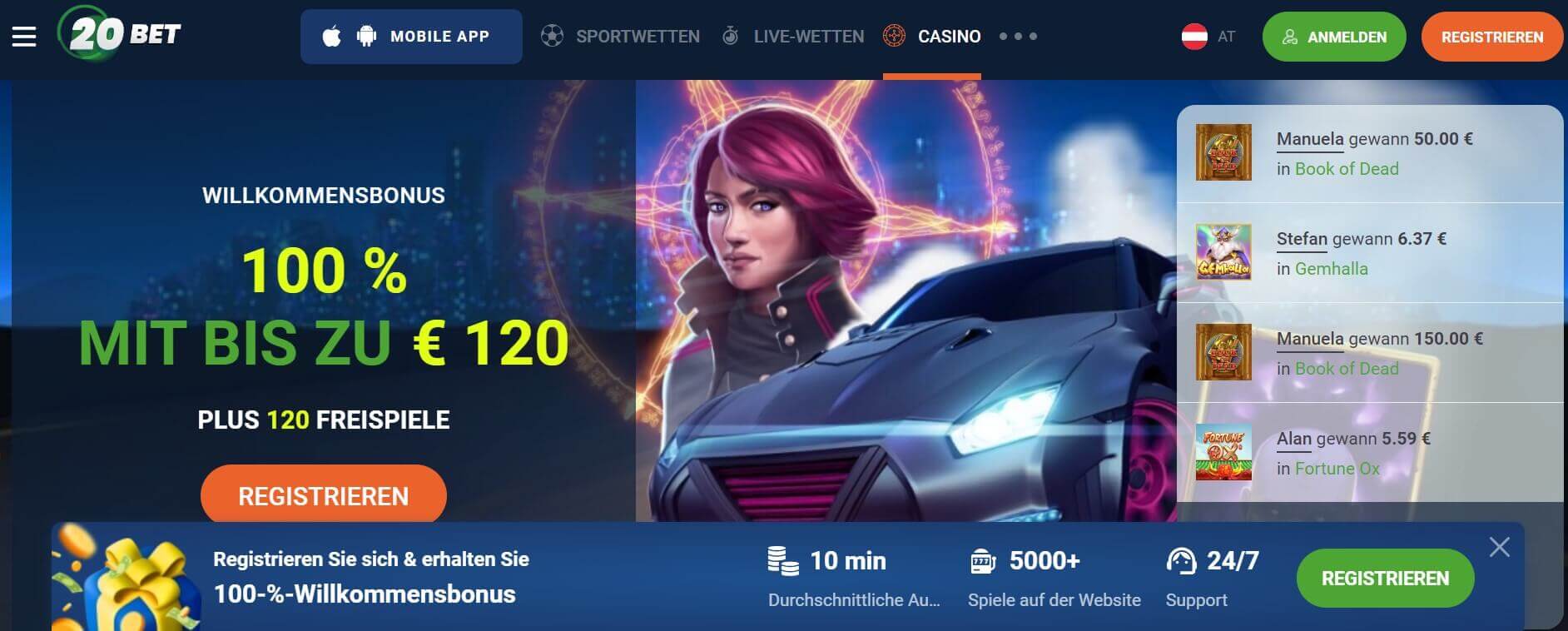 20bet casino bonus